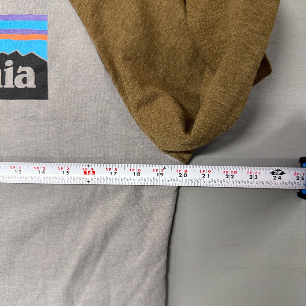 Patagonia Organic Cotton Raglan Lightweight‎ Sweatshirt Grey Brown Logo Medium - Picture 4 of 5